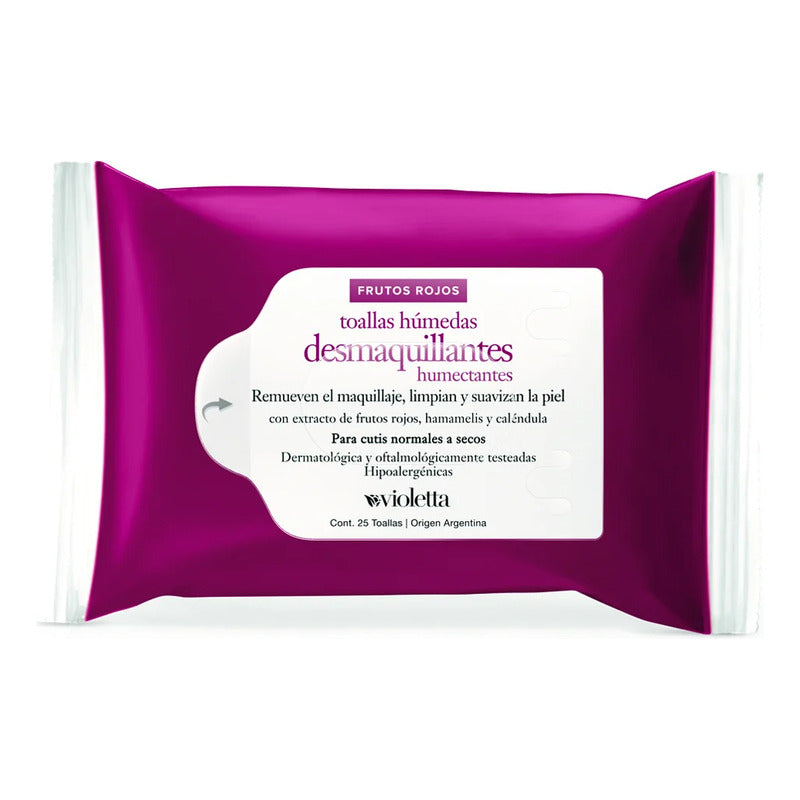Toallas Desmaquillantes Violetta Frutos Rojos 25uni.