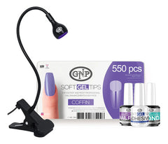 Soft Gel Tips Gnp Con Lampara, Pegamento, Bond Y Nail Prep