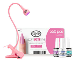 Soft Gel Tips Gnp Con Lampara, Pegamento, Bond Y Nail Prep