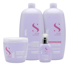 Kit Alfaparf Smooth Xl Shampoo 1000ml, Acondicionador 1000ml , Máscara 500ml Y Fluido 125ml Para Cabellos Rebeldes