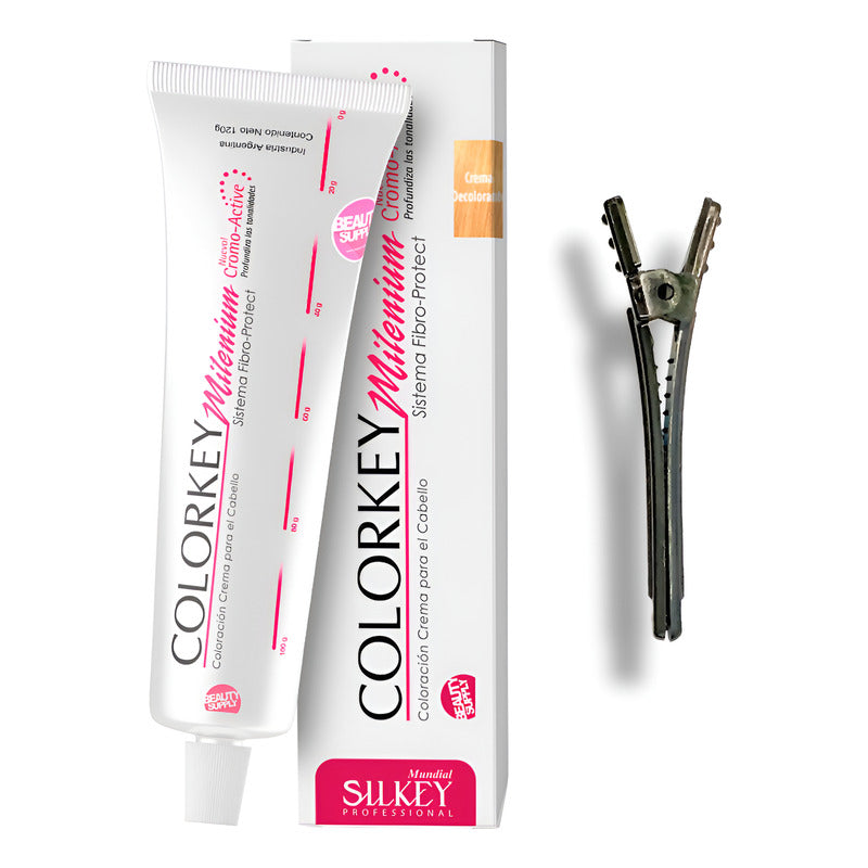 Tinta Silkey Colorkey Milenium 120g + Clip Pinza Plástica Crema Decolorante