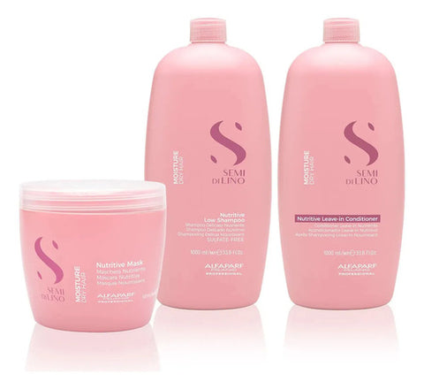 Pack Alfaparf Moisture Nutritive Xl Shampoo 1000ml, Acondicionador 1000ml Y Máscara 500ml Hidratación Y Nutrición