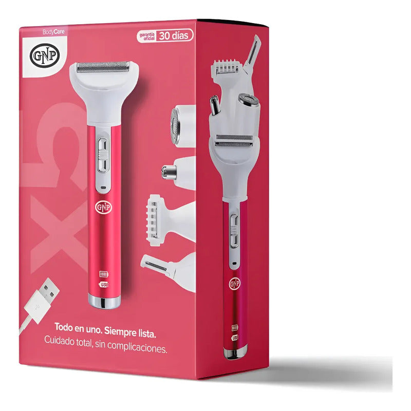 Depiladora Femenina Eléctrica Gnp X5 Recargable Usb. 5 En 1 Blanco