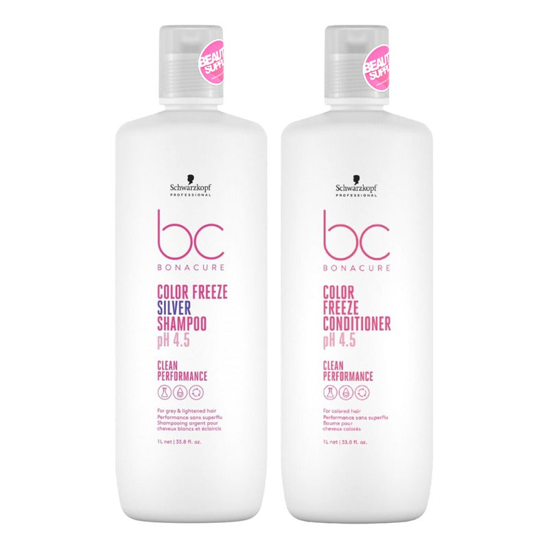 Shampoo Silver Y Acondicionador De Litro Schwarzkopf  Freeze