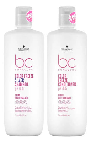 Shampoo Silver Y Acondicionador De Litro Schwarzkopf  Freeze