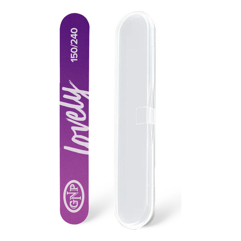 Lima De Uñas Gnp Lovely 150/240 Compacta Con Estuche Degrade Rosa Y Violeta