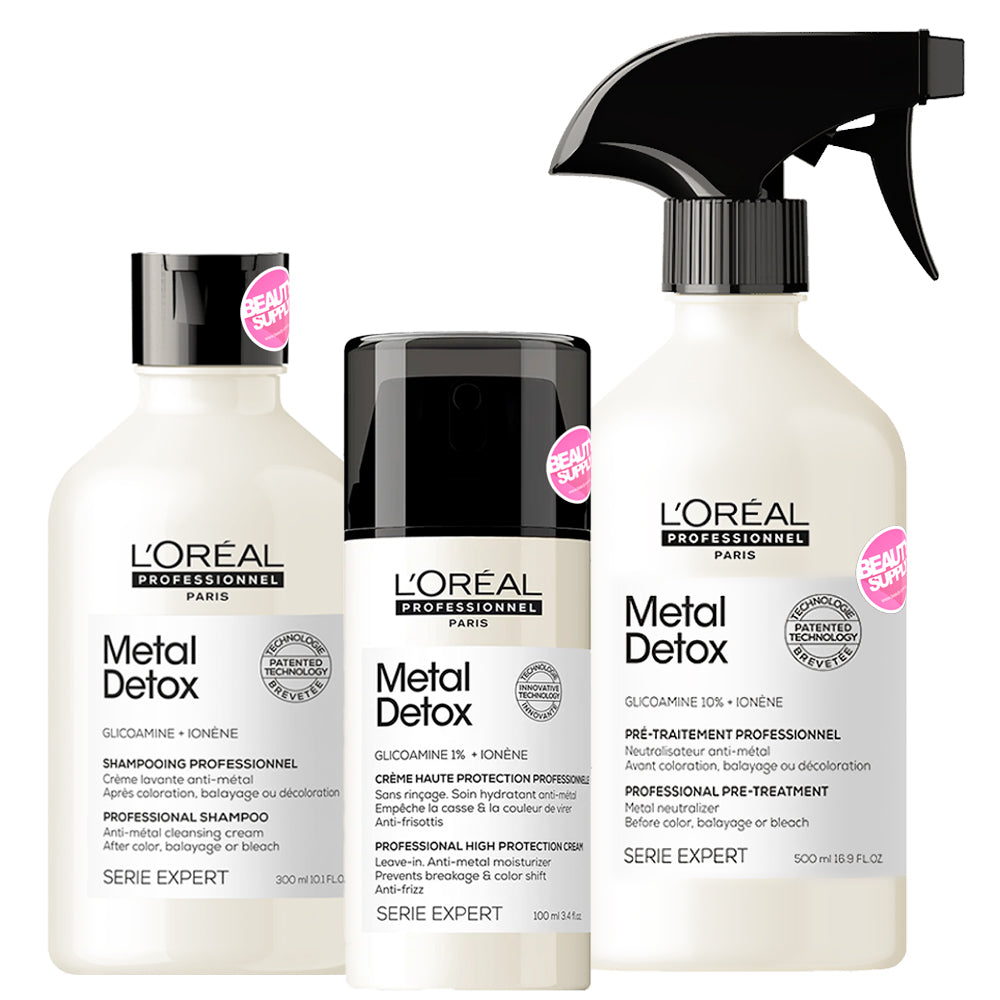 Tratamiento, Shampoo y Crema Protectora Metal Detox de Loreal
