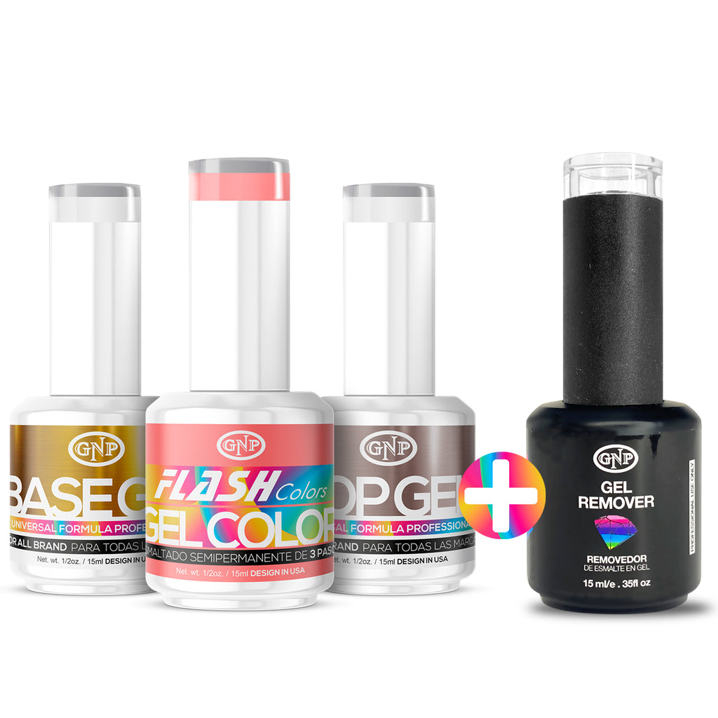 Kit de Esmaltes Semipermanentes Gnp + Base + Top + Removedor Instantáneo