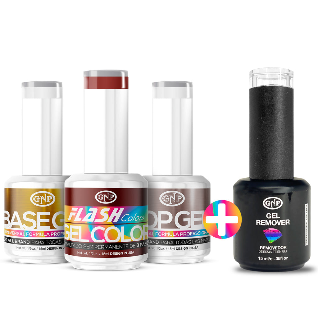 Kit de Esmaltes Semipermanentes Gnp + Base + Top + Removedor Instantáneo