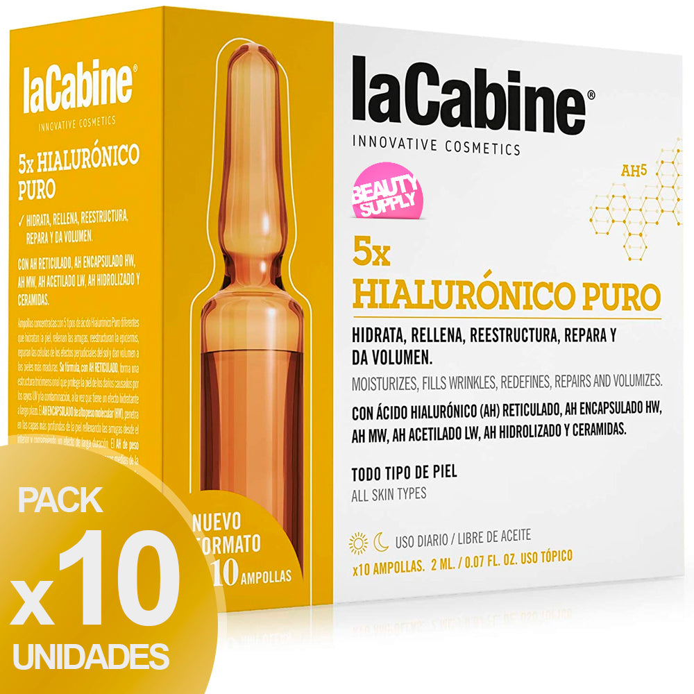 Pack de 10 Ampollas laCabine 5x Hialurónico Puro 2ml SPF 50 en Beauty Supply