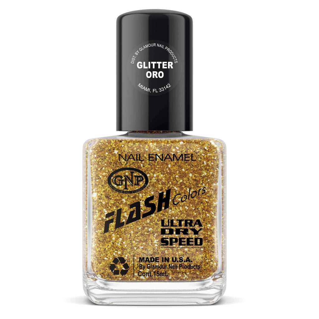 Esmalte FLASH Colors de GNP 15ML Glitter Oro en Beauty Supply
