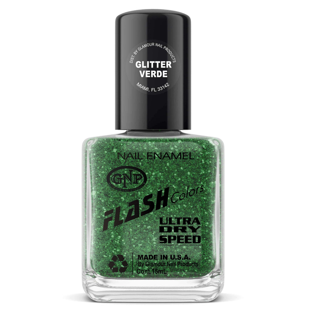 Esmalte FLASH Colors de GNP 15ML Glitter Verde en Beauty Supply