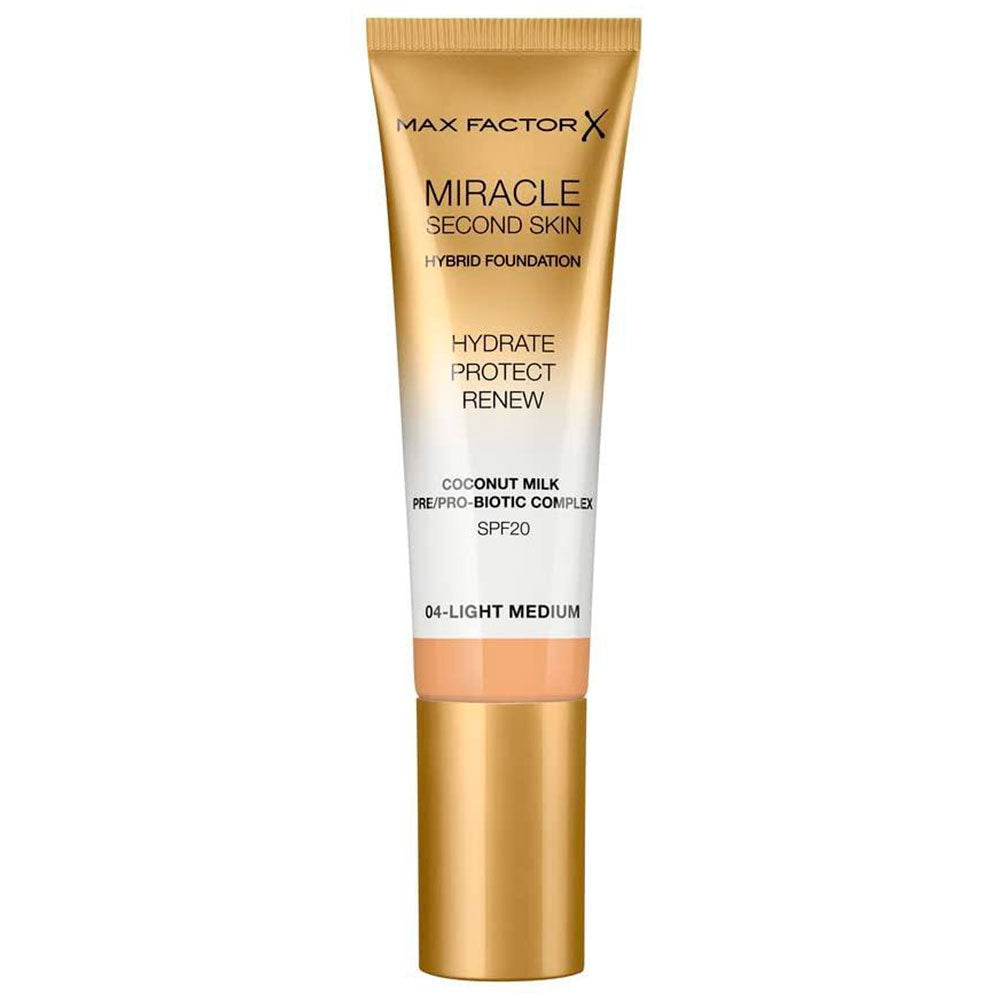 BASE MAX FACTOR MIRACLE TOUCH SECOND SKIN #004 LIGHT SPF20 en Beauty Supply