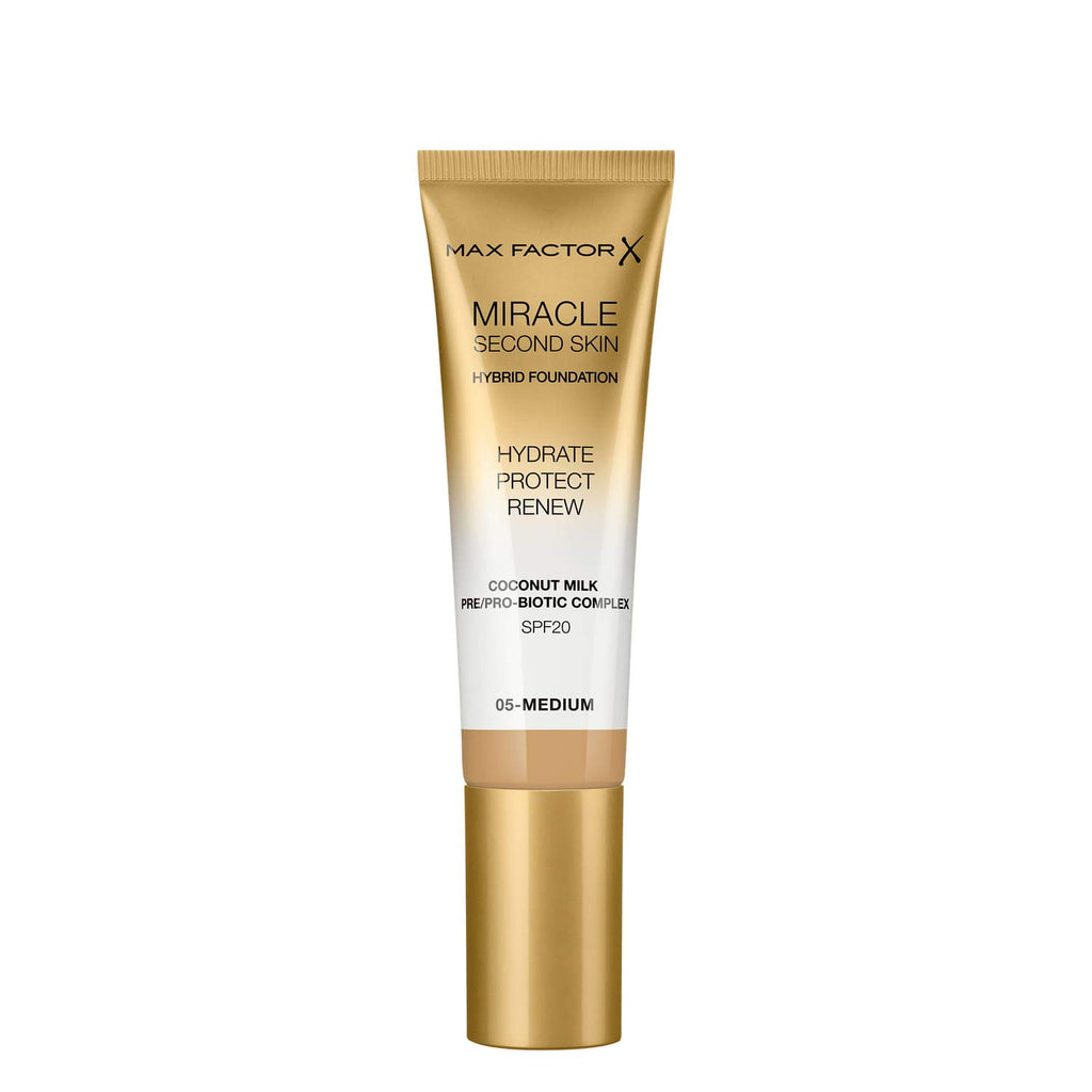 BASE MAX FACTOR MIRACLE TOUCH SECOND SKIN #005 MEDIUM SPF20 en Beauty Supply
