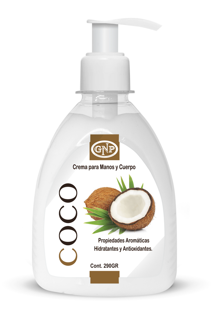 Crema para Manos y Cuerpo GNP Coco 290ML con Válvula en Beauty Supply