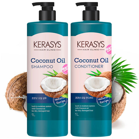 Shampoo y Acondicionador Kerasys Aceite de Coco, suavidad
