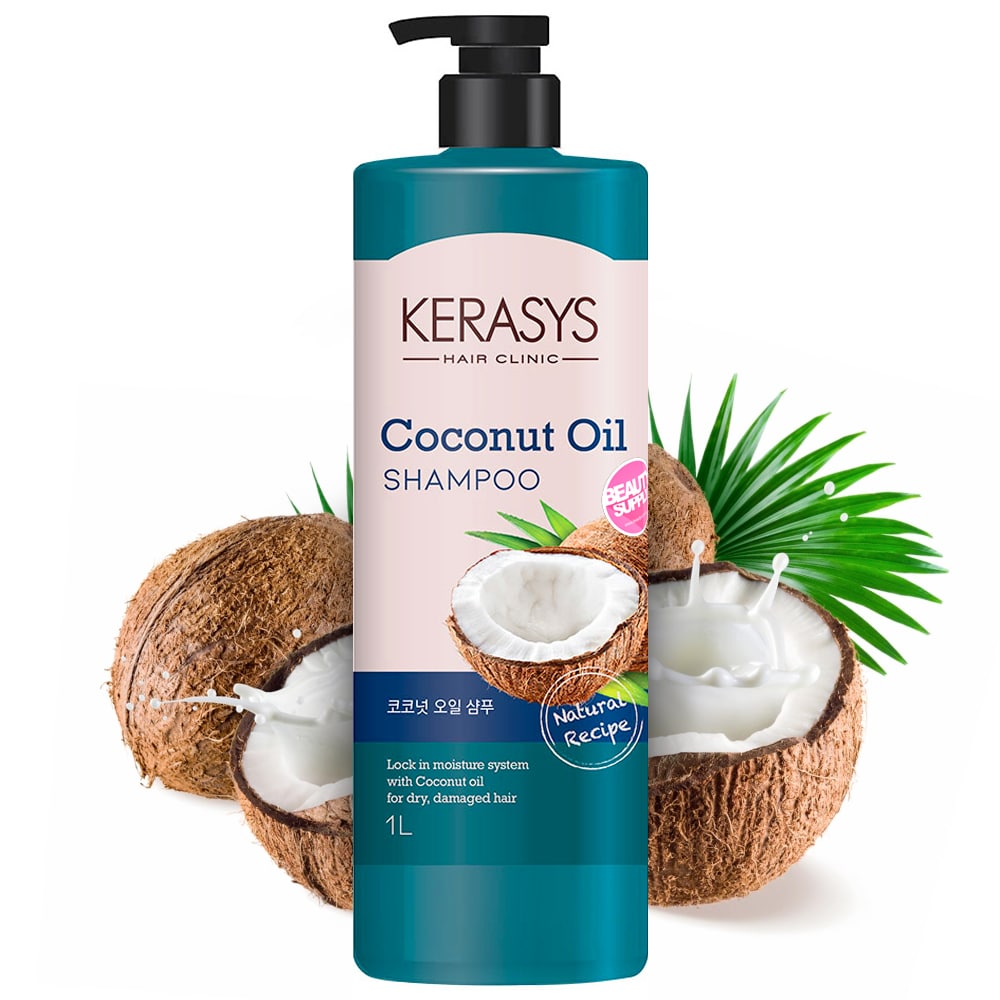 Shampoo Kerasys con Aceite de Coco 1LT, brillo y suavidad
