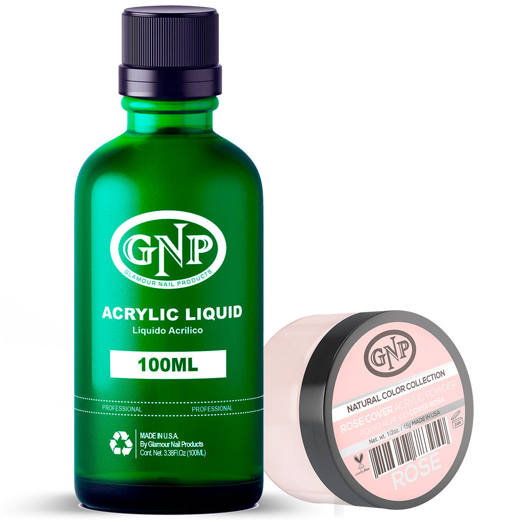 Cover GNP Rose 15Gr. + Líquido Acrílico GNP 100Ml en Beauty Supply