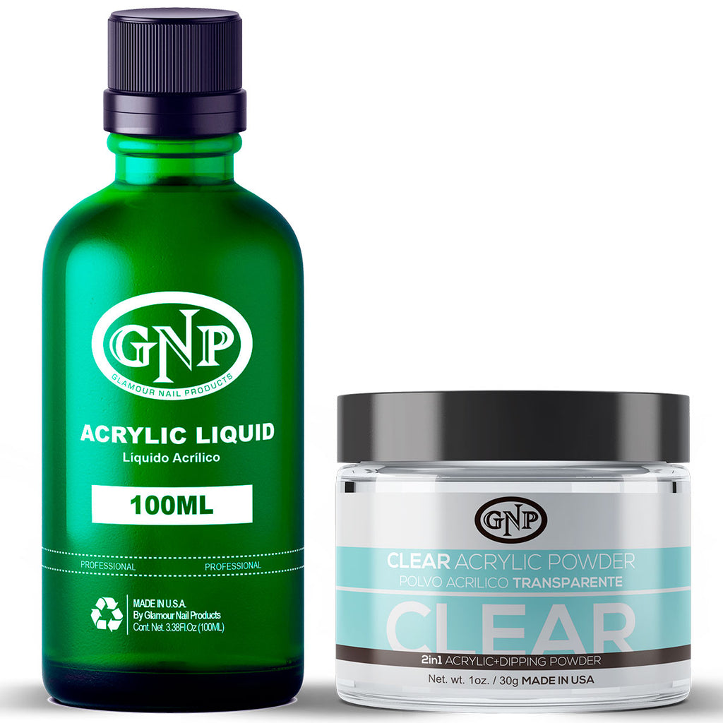 Polvo Acrílico GNP Transparente 30Gr. + Monomero GNP 100Ml en Beauty Supply
