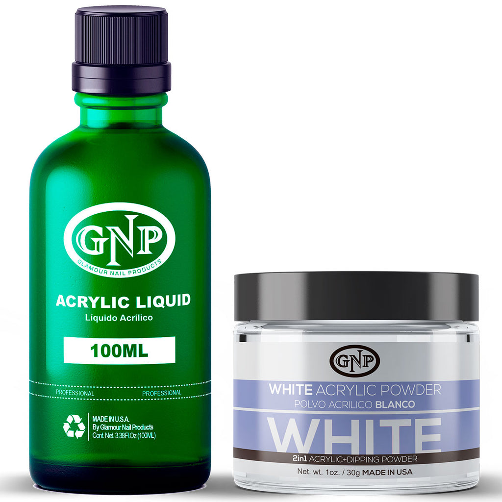 Polvo Acrílico GNP Blanco 30Gr. + Líquido Acrílico GNP 100Ml en Beauty Supply