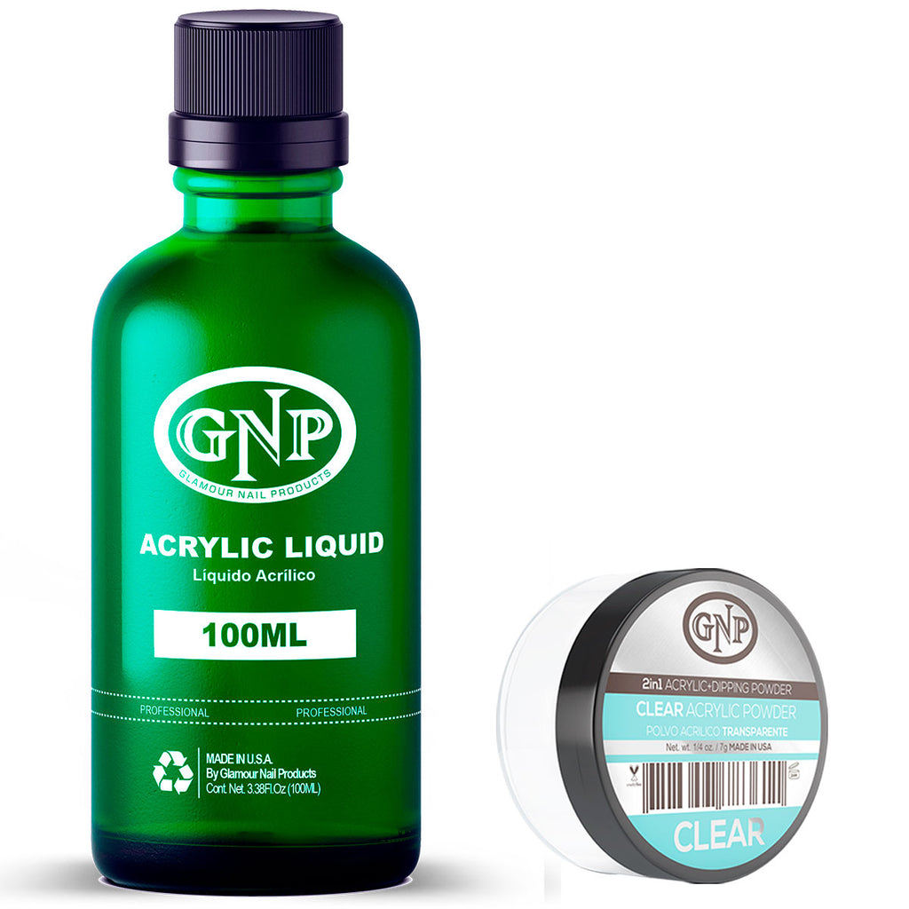 Polvo Acrílico GNP Transparente 7Gr. + Monomero GNP 100Ml en Beauty Supply