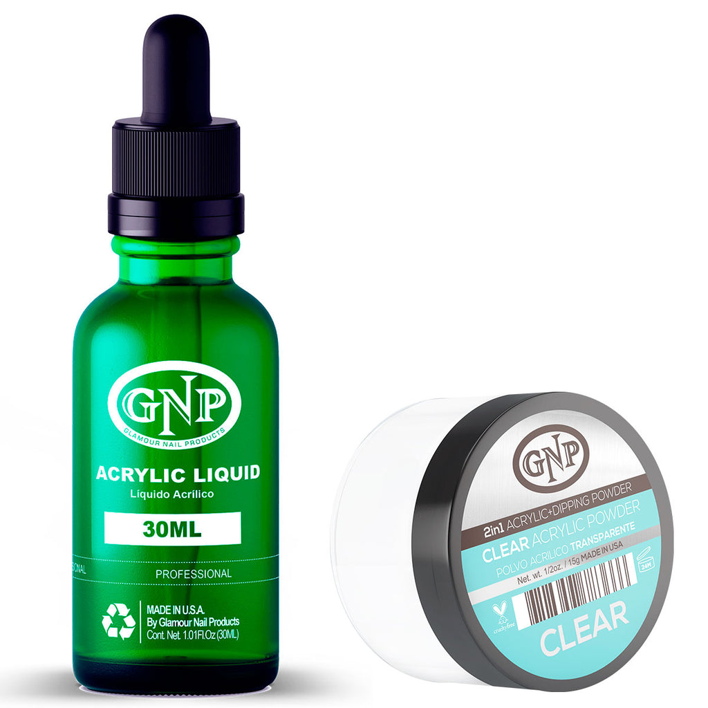Polvo Acrílico GNP Transparente 15Gr. + Monomero GNP 30Ml en Beauty Supply