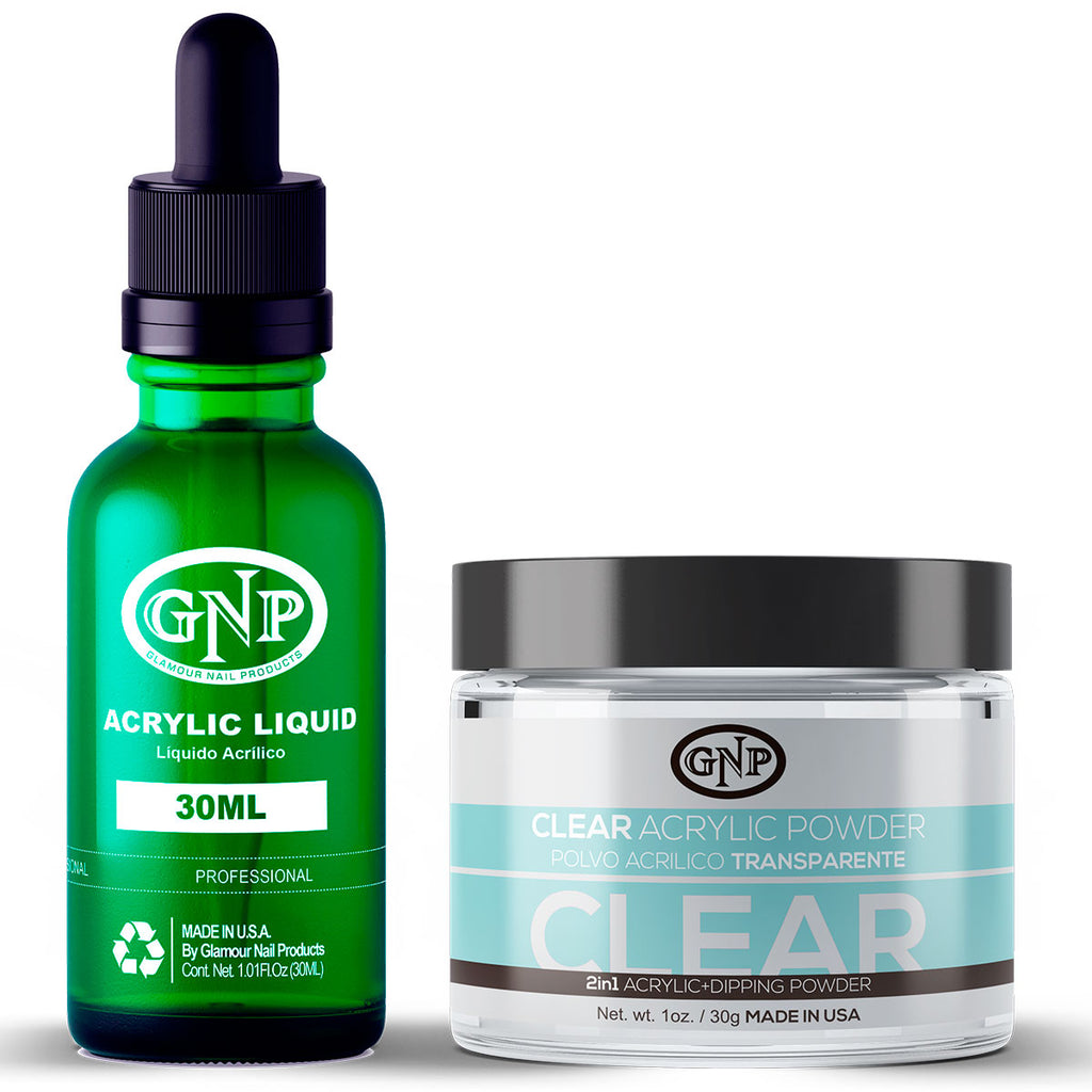 Polvo Acrílico GNP Transparente 30Gr. + Monomero GNP 30Ml en Beauty Supply