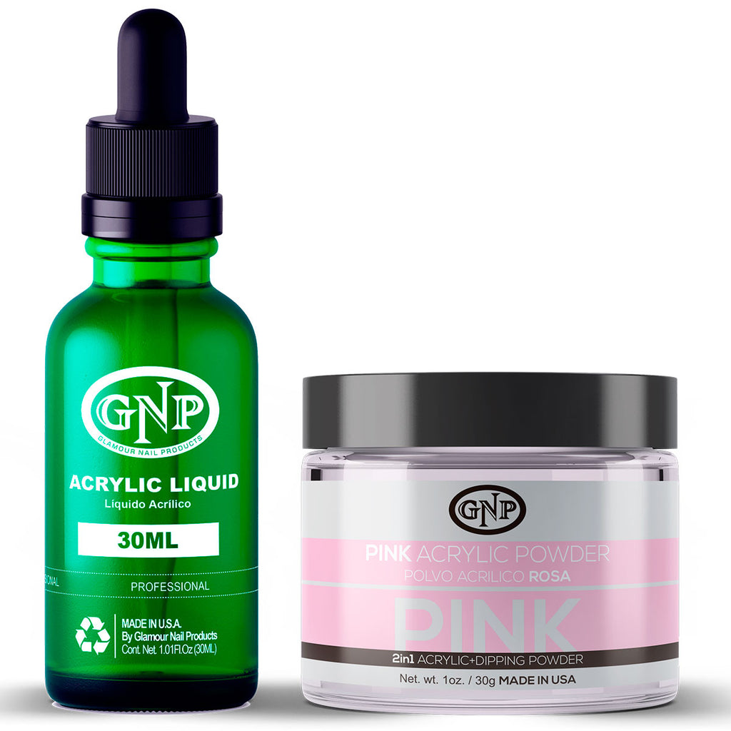 Polvo Acrílico GNP Pink 30Gr. + Líquido Acrílico GNP 30Ml en Beauty Supply
