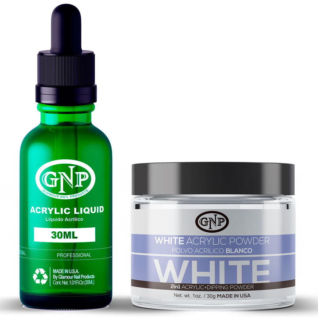 Polvo Acrílico GNP Blanco 30Gr. + Líquido Acrílico GNP 30Ml en Beauty Supply