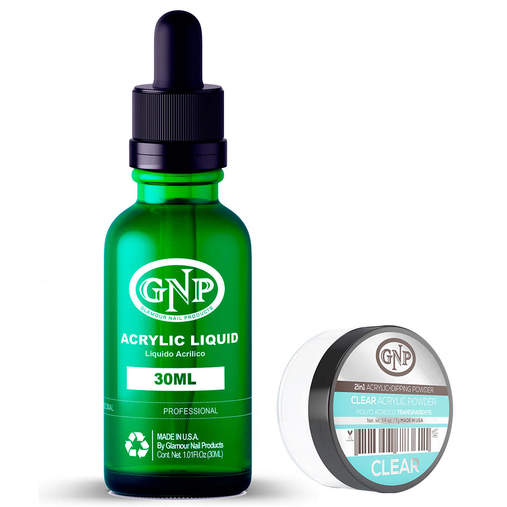 Polvo Acrílico GNP Transparente 7Gr + Monomero GNP 30Ml en Beauty Supply