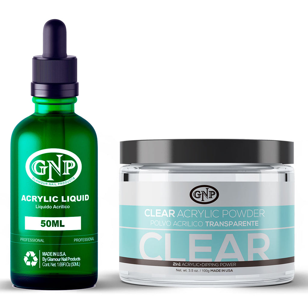 Polvo Acrílico GNP Transparente 100Gr. + Monomero GNP 50Ml en Beauty Supply