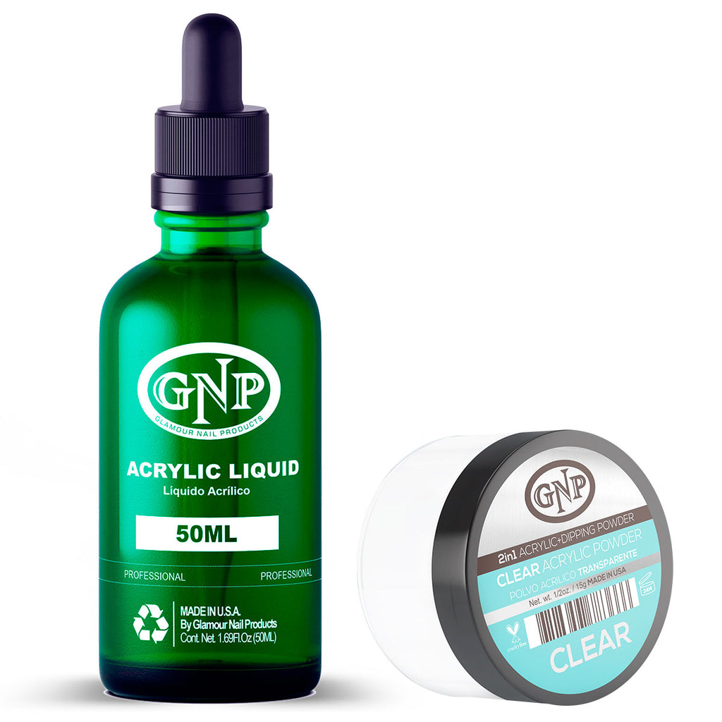 Polvo Acrílico GNP Transparente 15Gr. + Monomero GNP 50Ml en Beauty Supply