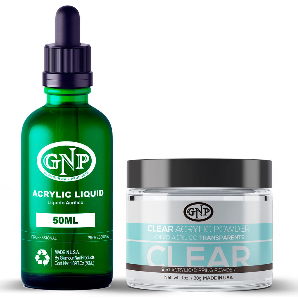 Polvo Acrílico GNP Transparente 30Gr. + Monomero GNP 50Ml en Beauty Supply