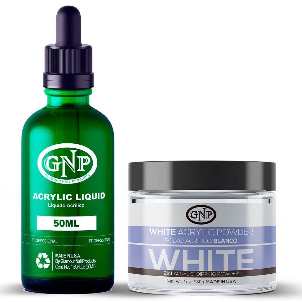 Polvo Acrílico GNP Blanco 30Gr. + Líquido Acrílico GNP 50Ml en Beauty Supply