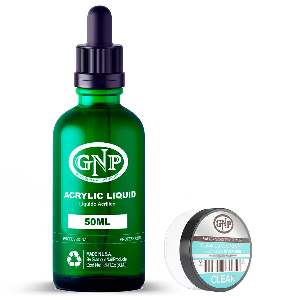 Polvo Acrílico GNP Transparente 7Gr. + Monomero GNP 50Ml en Beauty Supply