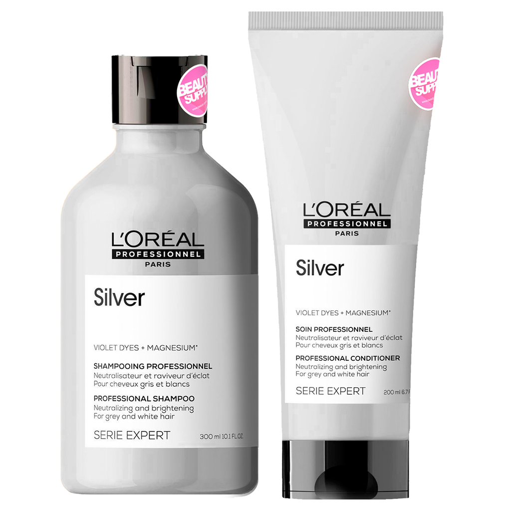 Shampoo Y Acondicionador Loreal Silver Serie Expert Canas o Blancos en Beauty Supply