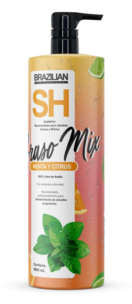 Shampoo Brazilian Menta Y Citrus 1lt. Grasos Y Mixtos en Beauty Supply