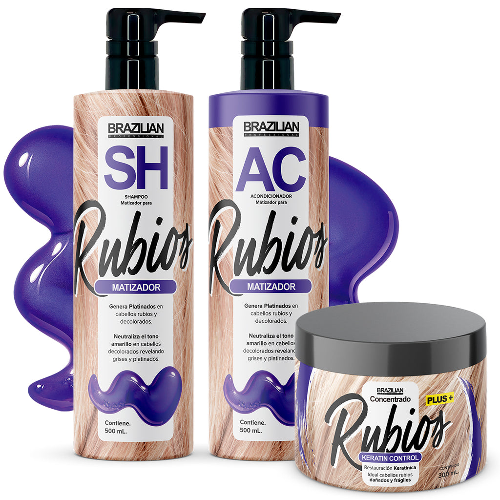 Pack completo Matizador Brazilian con Shampoo, Acondicionador y Keratina en Beauty Supply