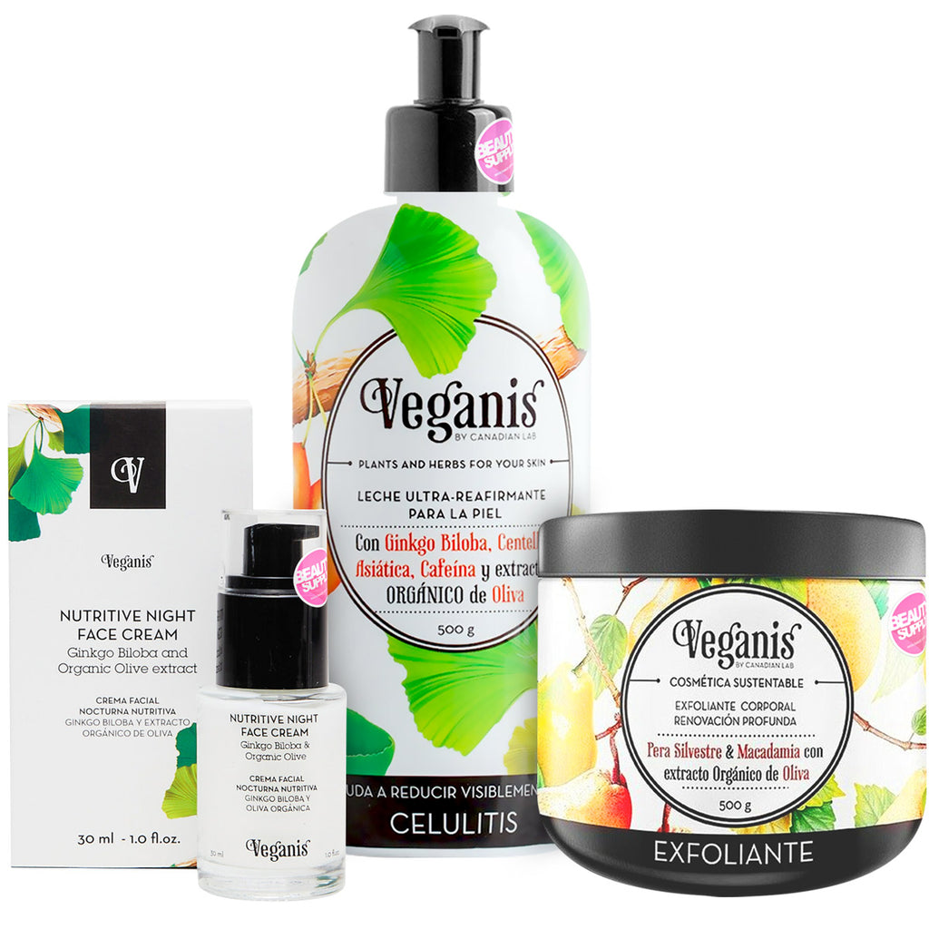 Pack De Leche Vegana, Crema Exfoliante Veganis Y Crema Antiage Facial Noche en Beauty Supply
