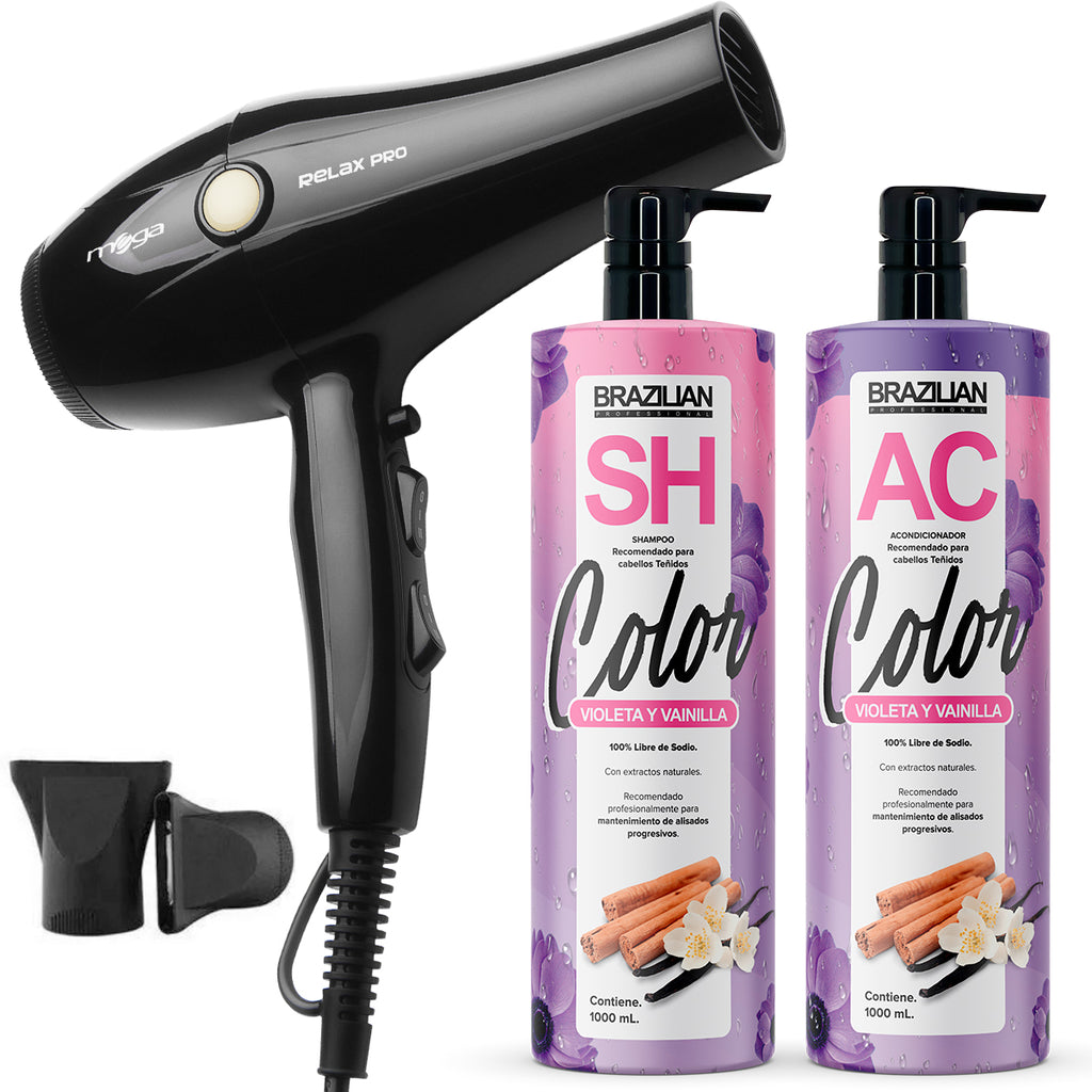 Pack Shampoo Y Acondicionador Brazilian Color Y Secador Mega en Beauty Supply