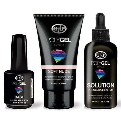 Pomo de Polygel GNP 60gr, Solution 50ml y Base 15ml en Beauty Supply