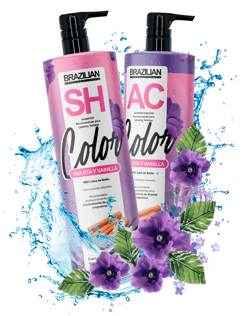 Pack Shampoo Y Acondicionador Brazilian Color, Violetas y Vainilla en Beauty Supply