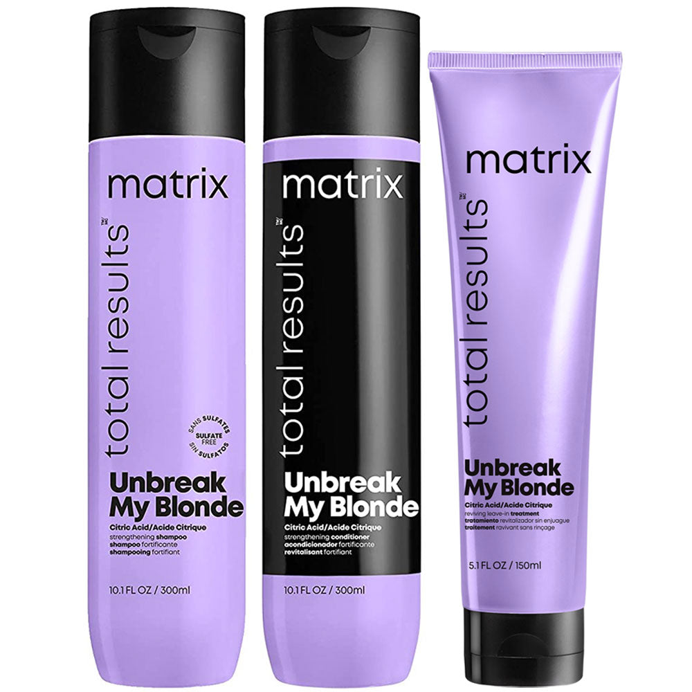 Kit de Shampoo, Acondicionador y Leavin Reparador Matrix Unbreak My Blonde en Beauty Supply